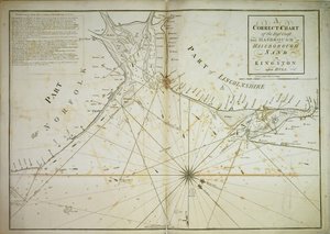 Et korrekt kort over østkysten, fra Hasbrough eller Haisbrough Sand til Kingston upon Hull af John Diston