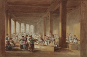 The Old Fish Market, Sandhill, Newcastle upon Tyne (bc, pen og blæk på papir)