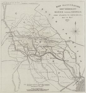 Kort, der illustrerer General Sherman