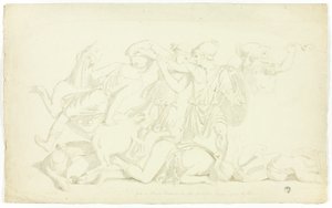 Gammelt Bas-relief med Battle of the Amazons af John Downman