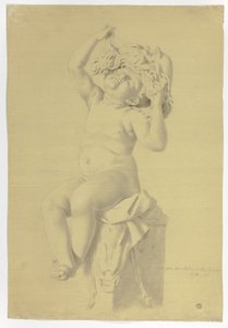 Antik statue af siddende Putto Holdende maske af Silenus af John Downman