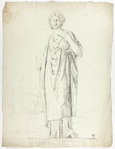 Antik statue af stående draperet kvinde af John Downman