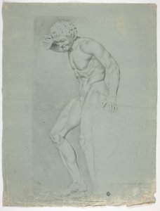 Antik statue af stående faun med bækkener af John Downman