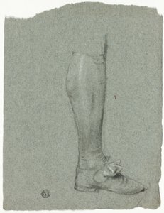 Ben af stående figur (recto); Skitse af sko (verso) af John Downman