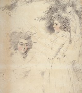 Portræt af Georgiana, hertuginde af Devonshire og Lady Elizabeth Foster (akvarel og blyant på papir)
