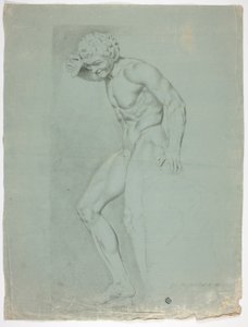 Antik statue af stående faun med bækkener af John Downman