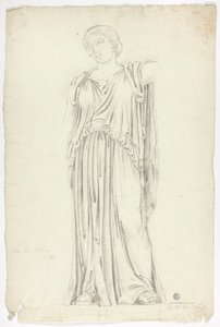 Antik statue af draperet stående kvinde af John Downman