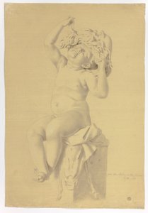 Antik statue af siddende Putto Holdende maske af Silenus af John Downman