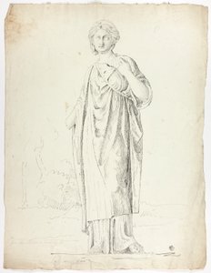 Antik statue af stående draperet kvinde