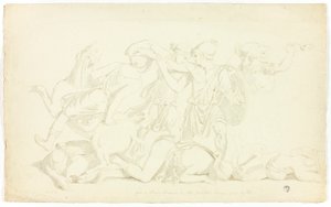 Gammelt Bas-relief med Battle of the Amazons
