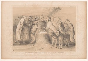 Pagt mellem de wolven og de schapen Traktaten mellem fårene og ulvene. Efter Les Loups et les Brevis af Granville (titel på objekt) HB Sketches (serietitel på objekt) af John Doyle