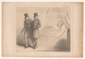 Spotprent mødte Peel i en komfortabel seng Små insinuationer (titel på objekt) HB Sketches (serietitel på objekt) af John Doyle