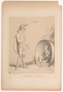 Spotprent mødte Sir Robert Peel Alexander og Diogenes (titel på objekt) HB Sketches (serietitel på objekt) af John Doyle