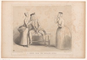 Spotprent med scene fra Tiggerens Opera Scene fra Beggar