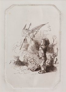 Dreng og engel (ætsning) af John Duncan
