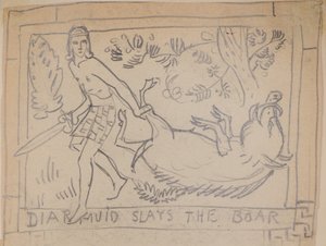 Diarmuid Slays the Boar (blyant)