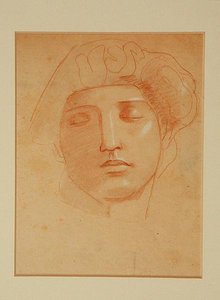 Hoved af en keltisk gud (farveblyant på papir) af John Duncan