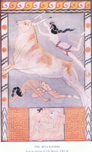 The Bull Baiters, illustration fra Myths of Crete og Pre-Hellenic Europe pub. af Gresham Publishing Company Limited 1920