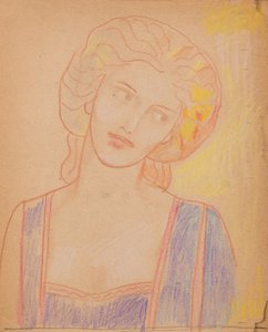 Uden titel [Kvindelig middelalderfigur] (blyant) af John Duncan