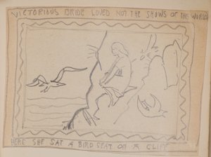 Den sejrrige brud elskede ikke denne verdens shows - Her sad hun på et fuglesæde på en klippe (blyant) af John Duncan
