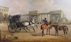 Mr. Massey Stanley med cabriolet og hacks på Hyde Park Corner, 1833 af John E. Ferneley