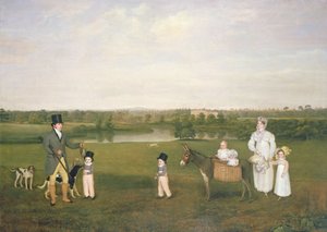 William Hetton Cooke med sin hustru og børn i Worleston Rookery, Chester af John E. Ferneley