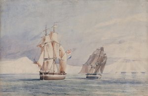 H.M. Skibe Erebus og Terror i Rosshavet af John Edward Davis