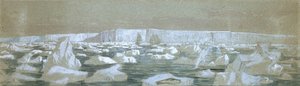 En del af den sydlige polarbarriere, 2. februar 1841 (akvarel) af John Edward Davis