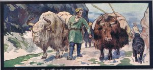 Mountain yaks, illustration fra 