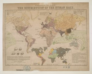 Etnografisk kort, der viser fordelingen af den menneskelige race