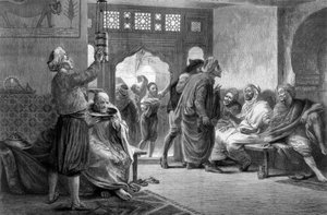 En barberbutik i Tunis, 1875.