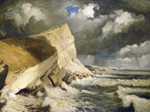 Lulworth Creek i Dorset (England). Olie på lærred af Herbert Barnard John Everett (1876-1949) af John Everett