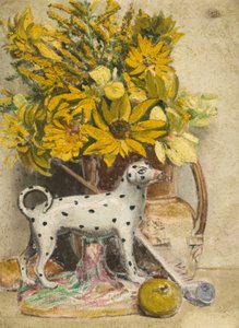 Stilleben (plettet hund) (olie om bord)