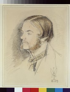 Portræt af Holman Hunt, 1854 (wc og blyant på papir) af John Everett Millais