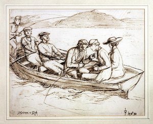 Salmon a Myth (pen og blæk på papir) af John Everett Millais