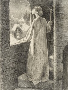 Sankt Agnes Aften, c1857 af John Everett Millais