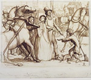 The Blind Man, 1853 (pen, blæk, vask og grafit på vævet papir) af John Everett Millais