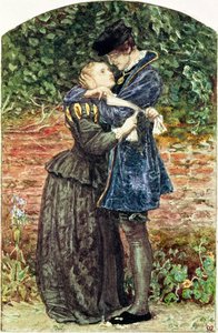 The Huguenot, 1852 (wc, pen, blæk og gouache på papir) (se også 19693) af John Everett Millais