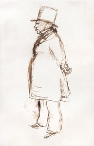 Turner På Varnishing Day At The Royal Academy (pen og brunt blæk på hvidt papir) af John Everett Millais
