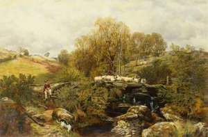 En hyrde og hans får ved en strøm af John F. Tennant