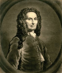 Portræt af den franske matematiker Abraham de Moivre 1667-1754, 1736 af John Faber