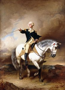 Portræt af George Washington tager salut ved Trenton,