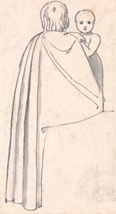Set bagfra af en kvinde med et barn, der kigger over hendes skulder af John Flaxman