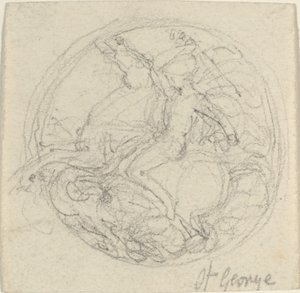 Design til en medalje, der repræsenterer Sankt Georg og dragen af John Flaxman