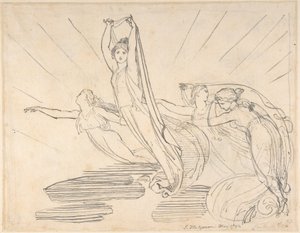 Morgen: Popes Odysseen, bog 12 (recto); studie til den endelige tegning (verso) af John Flaxman