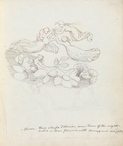 Oberon. Der sover Titania, et tidspunkt om natten..., 1783 (pen, blæk og vask på papir) af John Flaxman