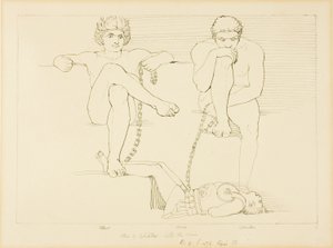 Othus og Ephialtes holder Ares fanget af John Flaxman
