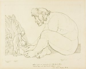 Polyfemos beder Odysseus om mere vin af John Flaxman