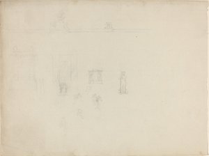 Ark med arkitektoniske og figurstudier af John Flaxman