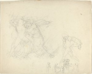 Ark med studier, herunder en mand, der kæmper mod en kentaur af John Flaxman
